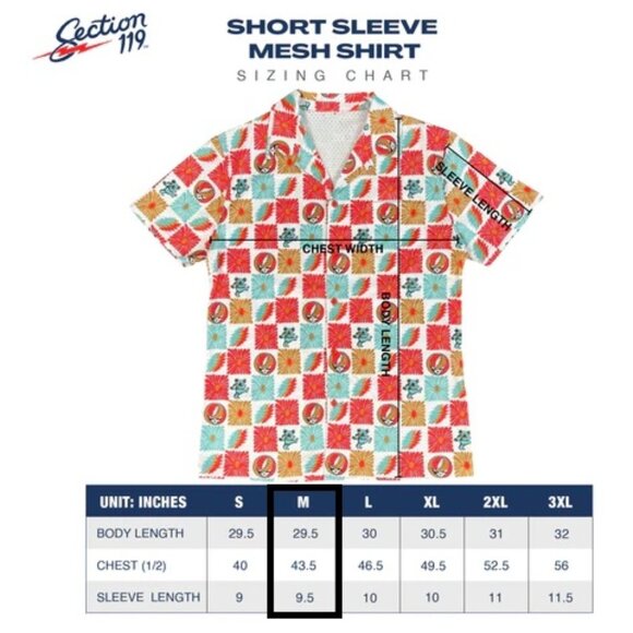 Section 119 Phish Mesh Button Down Navy & Red, Size Medium - Picture 6 of 8